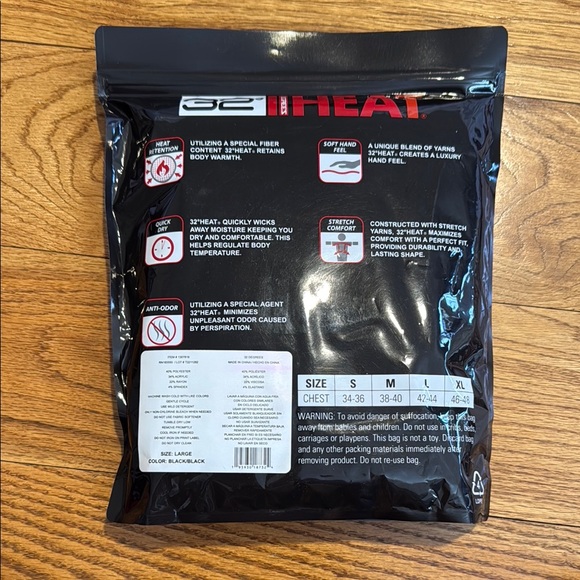 32 Degrees Men's Black Long Sleeve Crew Neck Base Layer 2 Pack Sz Large - Picture 2 of 2